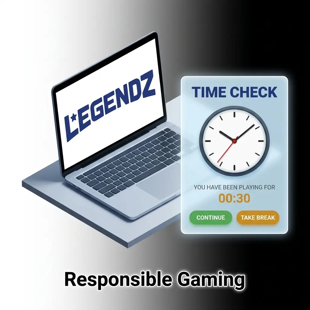 Responsible gaming tools at Legendz Casino including deposit limits, session controls, self-exclusion, and problem gambling support options
