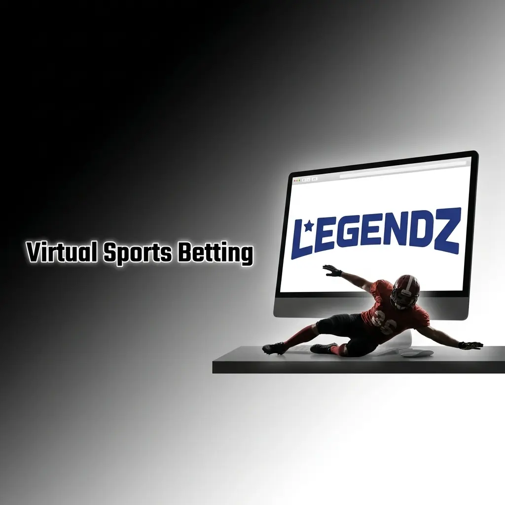 Virtual sports betting interface at Legendz Casino showing simulated soccer, basketball, horse racing, and greyhound events