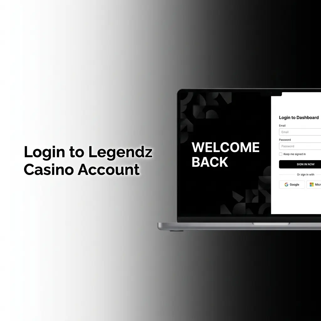 Legendz Casino login page showing sign-in form with email and password fields on desktop and mobile